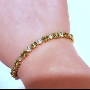 Gold Tennis Bracelet with Cubic Zirconia Crystals